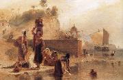 William Daniell Women Fetching Water from the River Ganges near Kara china oil painting artist